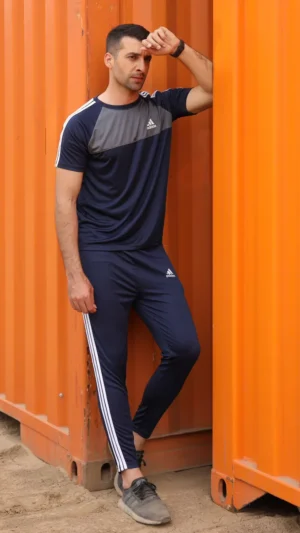 Adi Dri-Fit Navy Grey Summer Tracksuit Casual Wear